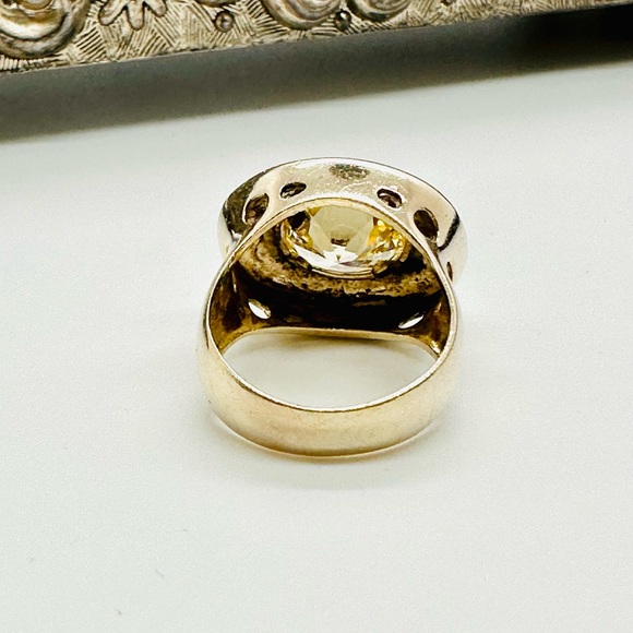 🔥 Modernist Vintage Champagne CZ Sterling Ring - Picture 13 of 17
